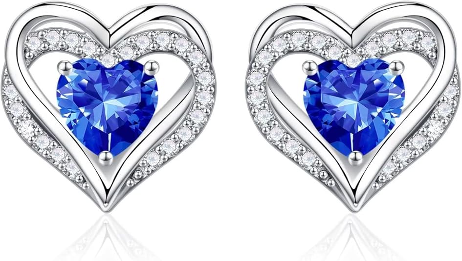 Christmas Earrings for Women, 925 Sterling Silver Birthstone Stud Earrings Birthday Gifts for Women